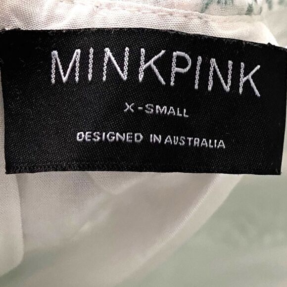 MINKPINK Ruffled Off-Shoulder Embroidered Patterned Mini Dress in Size XS - Picture 9 of 10